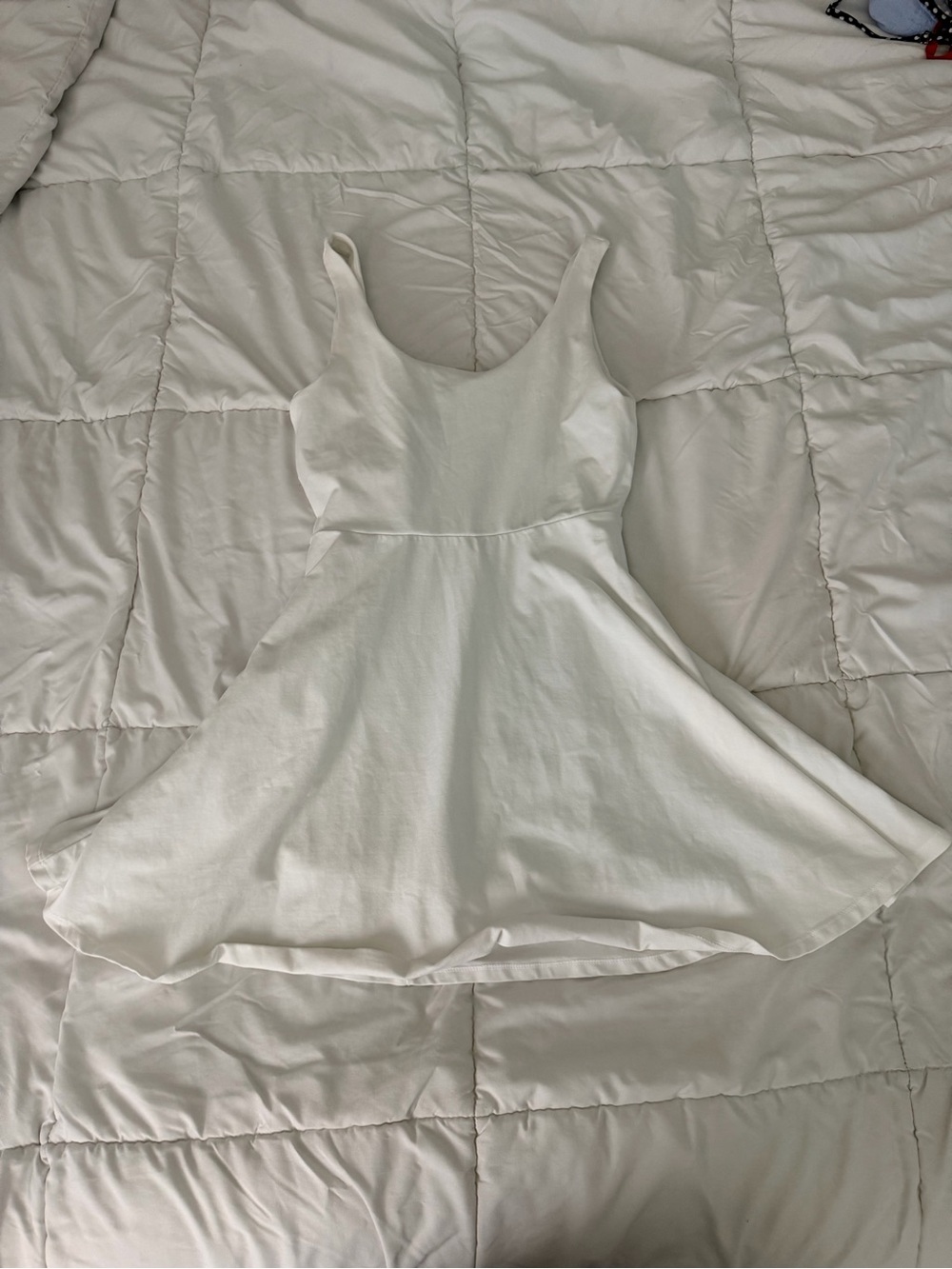 Express White Scoop-Neck Mini Fit-and-Flare Dress